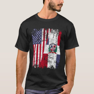 Dominican Roots Half American Flag Dominican Flag T-Shirt