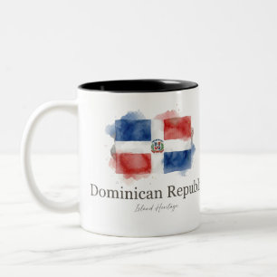 Dominican Watercolor Flag Caribbean Heritage Two-Tone Coffee Mug
