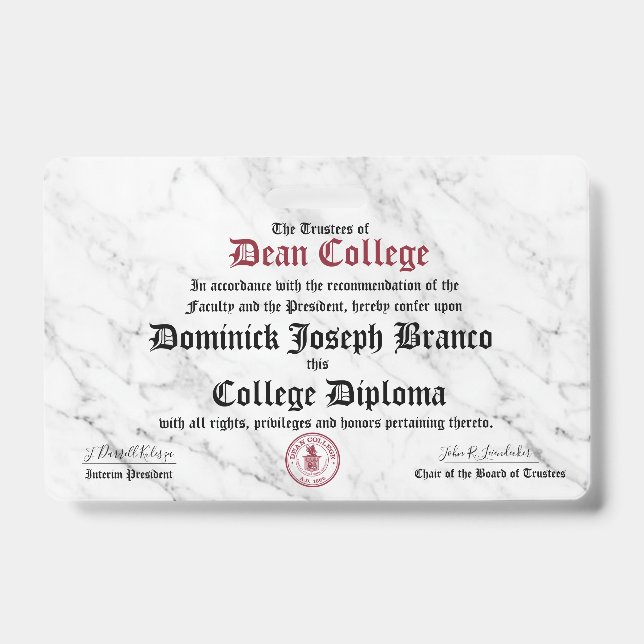 Dominick Joseph Branco ID Badge (Front)
