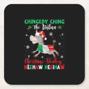 Dominick The Christmas Donkey-Italian Donkey Square Paper Coaster