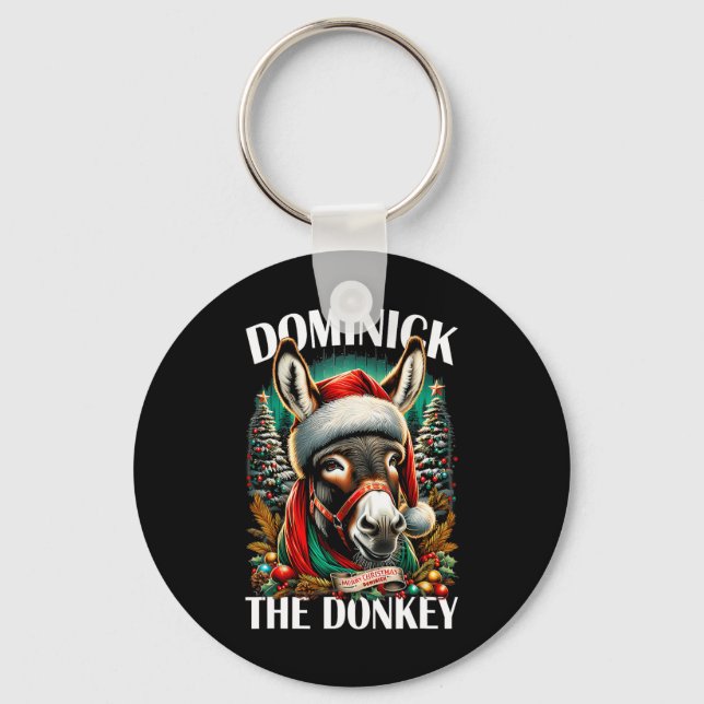 Dominick The Donkey Funny Christmas Italian Christ Key Ring (Front)
