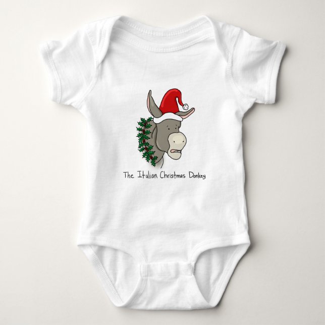 Dominick the Italian Christmas Donkey Baby Bodysuit (Front)