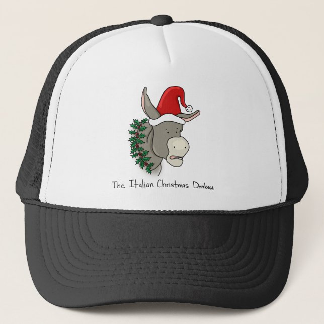 Dominick the Italian Christmas Donkey Trucker Hat (Front)