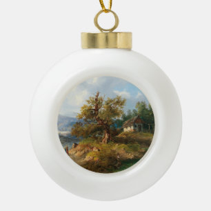 Dominik Schufried A Mountainous Landscape with...  Ceramic Ball Christmas Ornament
