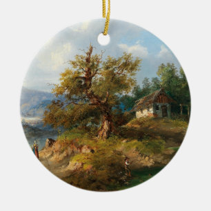 Dominik Schufried A Mountainous Landscape with... Ceramic Tree Decoration