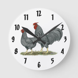 Dominique Chickens Round Clock