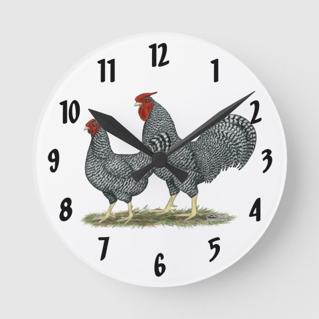 Dominique Chickens Round Clock (Front)