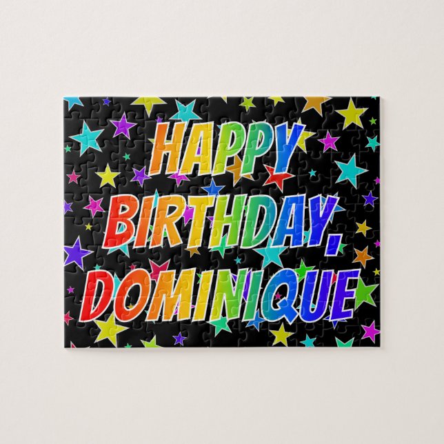 "DOMINIQUE" First Name, Fun "HAPPY BIRTHDAY" Jigsaw Puzzle (Horizontal)