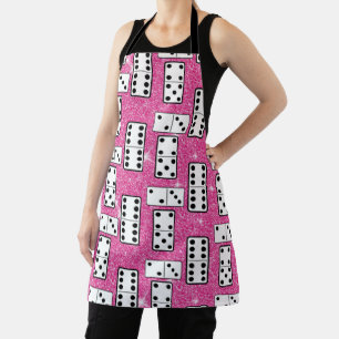 Domino Pieces Dominoes Board Game Pink Glitter Apron