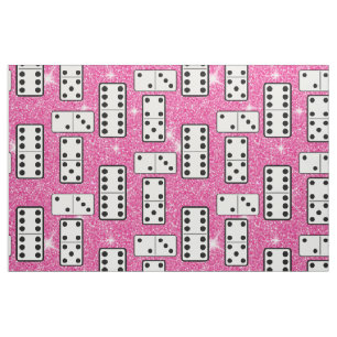 Domino Pieces Dominoes Board Game Pink Glitter Fabric