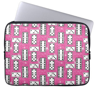Domino Pieces Dominoes Board Game Pink Glitter Laptop Sleeve
