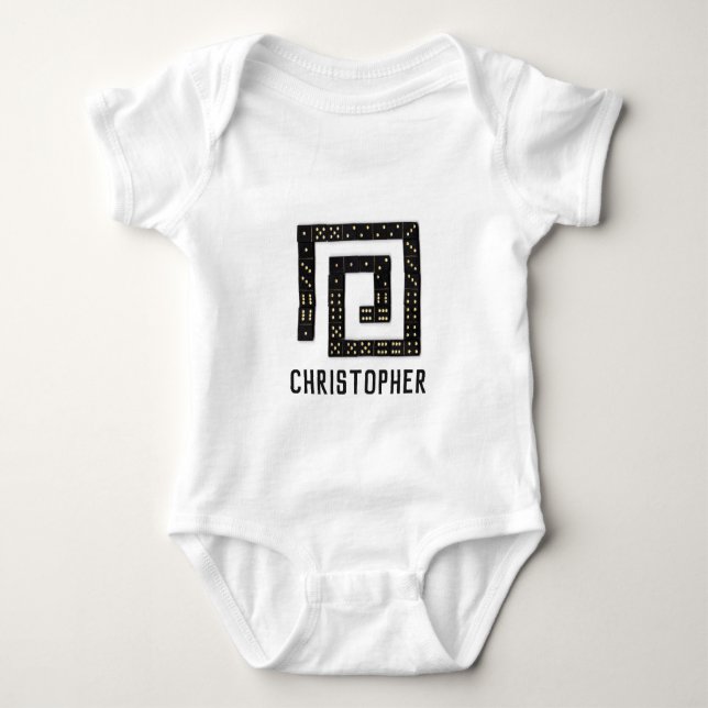 Domino Spiral Name Baby Bodysuit (Front)