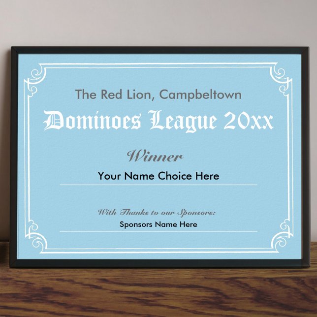 Dominoes Competition Winner's Certificate Poster (Creator Uploaded)