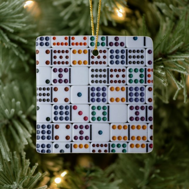 Dominos Numbers Game Ceramic Ornament (Tree)