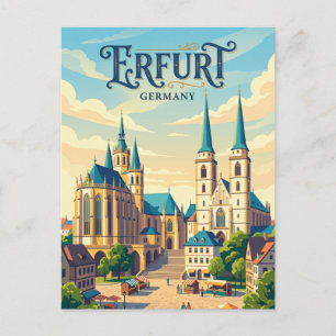 Domplatz Erfurt (Erfurt Cathedral and Severi Churc Postcard