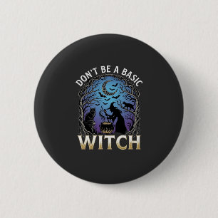 Don Be Basic Witch Halloween Cauldron Black Cats 6 Cm Round Badge