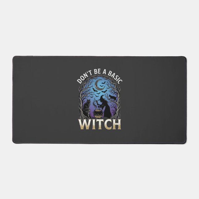 Don Be Basic Witch Halloween Cauldron Black Cats Desk Mat (Front)