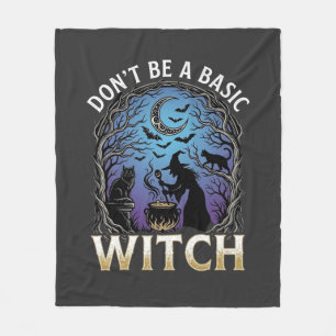 Don Be Basic Witch Halloween Cauldron Black Cats Fleece Blanket