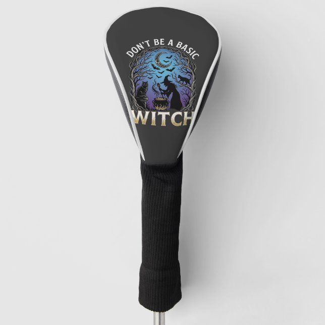 Don Be Basic Witch Halloween Cauldron Black Cats Golf Head Cover (Front)