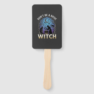 Don Be Basic Witch Halloween Cauldron Black Cats Hand Fan