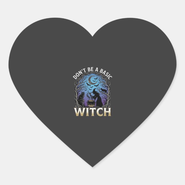 Don Be Basic Witch Halloween Cauldron Black Cats Heart Sticker (Front)