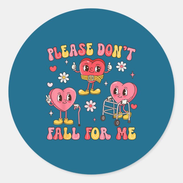 Don' Fall Physical Therapy Valentine's Classic Round Sticker (Front)