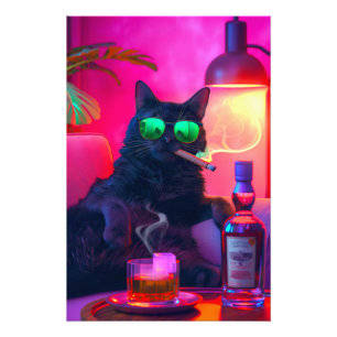 Don Gatto's Nightcap   Fancy Cat Drinking Whiskey Photo Print