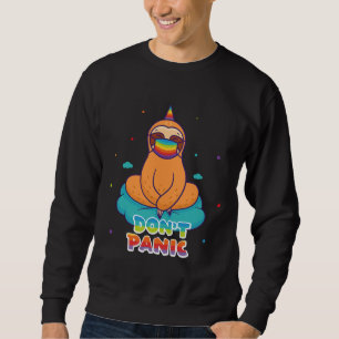 Don Panic Sloth With Mask Rainbow On The Cloud Sweatshirt