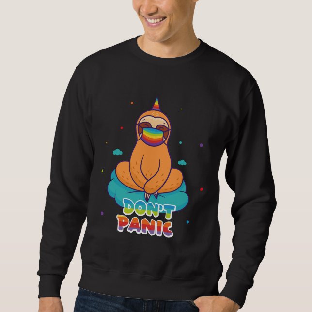 Don Panic Sloth With Mask Rainbow On The Cloud Sweatshirt (Front)