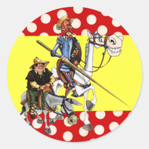 DON QUIJOTE & SANCHO & Flamenco-Spanish Flag Classic Round Sticker