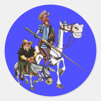 DON QUIJOTE, SANCHO, ROCINANTE y RUCIO - Cervantes Classic Round Sticker