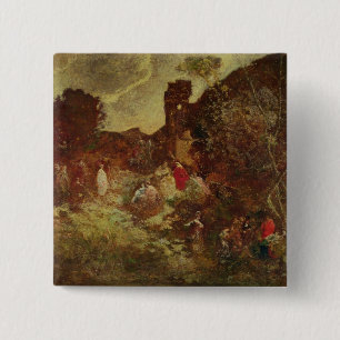 Don Quixote and Sancho Panza, c.1865 15 Cm Square Badge