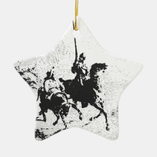 Don Quixote and Sancho Panza Ceramic Tree Decoration