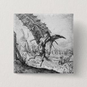 Don Quixote and the Windmills 15 Cm Square Badge