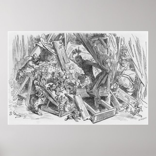 Don Quixote fighting the puppets Poster (Front)