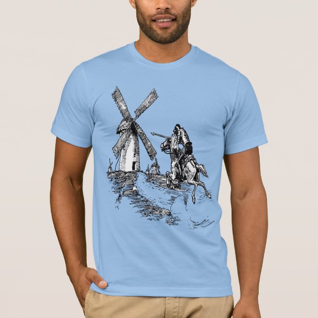 Don Quixote Fighting Windmills T-Shirt (Front)