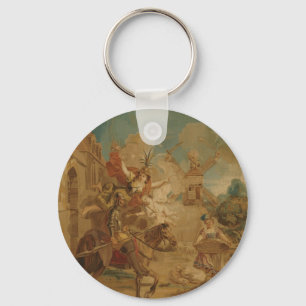 Don Quixote Guided by Folly, 18th century tapestry Key Ring