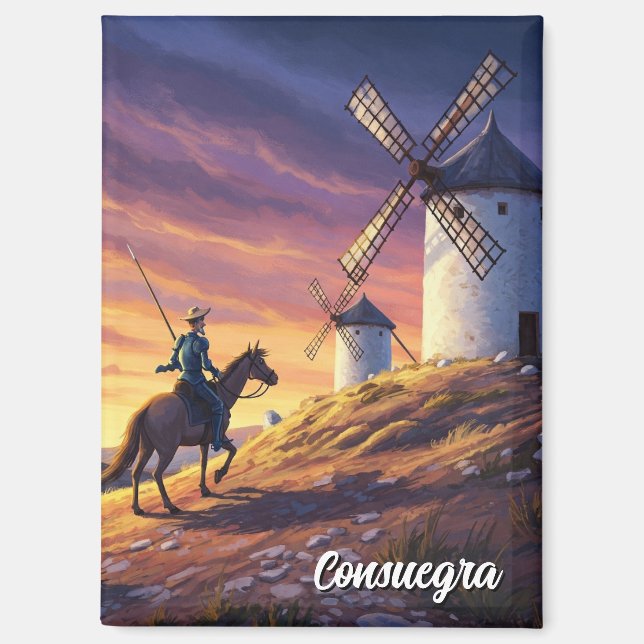 Don Quixote in Consuegra Spain Travel Magnet (Front)