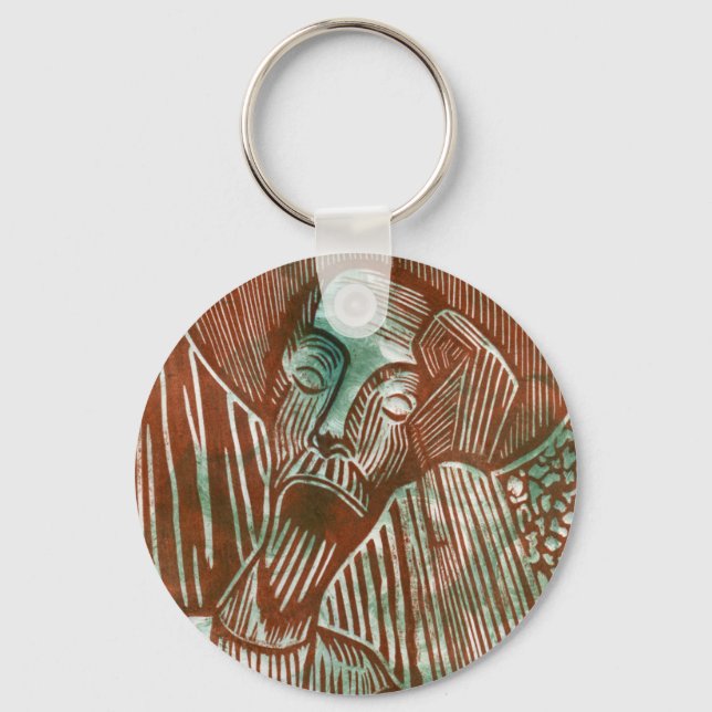 Don Quixote in Green and Brown Key Ring (Front)