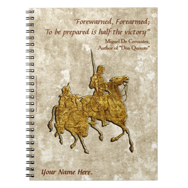Don Quixote Quote and Illustration - Personalised Spiral Notebook (Front)