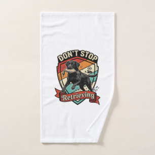 Don Stop Retrieving Black Labrador Dog Duck Retro Hand Towel