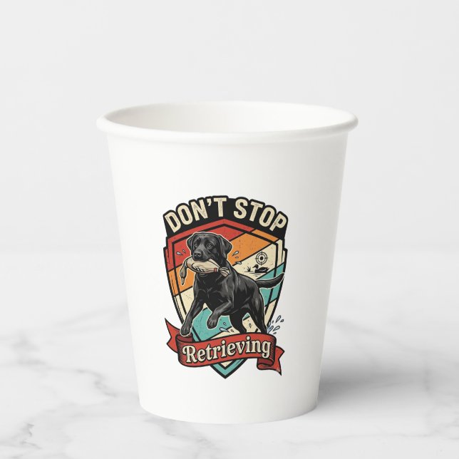 Don Stop Retrieving Black Labrador Dog Duck Retro  Paper Cups (Front)