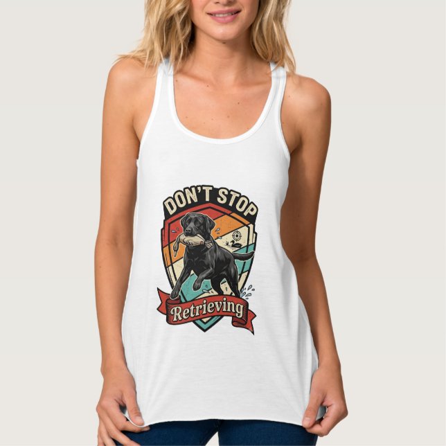 Don Stop Retrieving Black Labrador Dog Duck Retro  Singlet (Front)