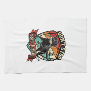Don Stop Retrieving Black Labrador Dog Duck Retro  Tea Towel
