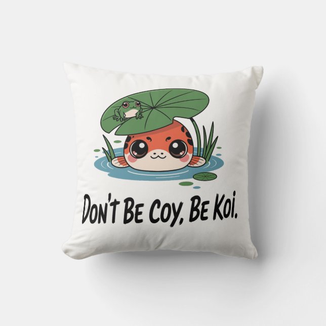 Don’t Be Coy, Be Koi – Cute Chibi Koi Fish Cushion (Front)
