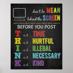 Don’t Be Mean Behind The Screen Anti Cyber Bully Poster