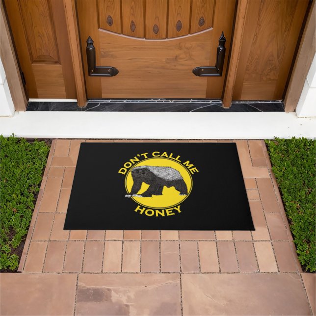 Don’t Call Me Honey Badass Honey Badger Yellow Art Doormat (Outdoor)