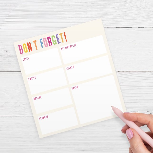 Don’t Forget! Colourful Text Reminder  Notepad (Creator Uploaded)