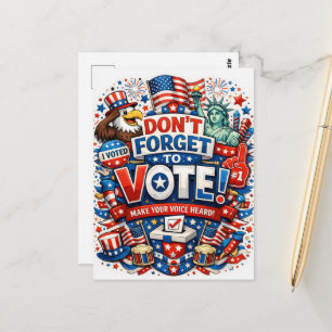 Don’t Forget to Vote! Patriotic Celebration Postcard