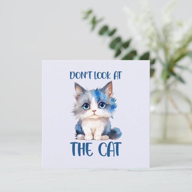 Don’t Look at the Cat – Adorable Bluish Kitten (Standing Front)